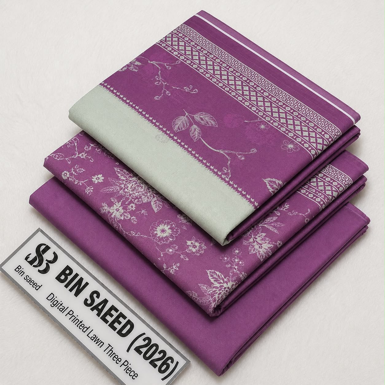 Bin Saeed Lawn 3Pcs (100% Original)