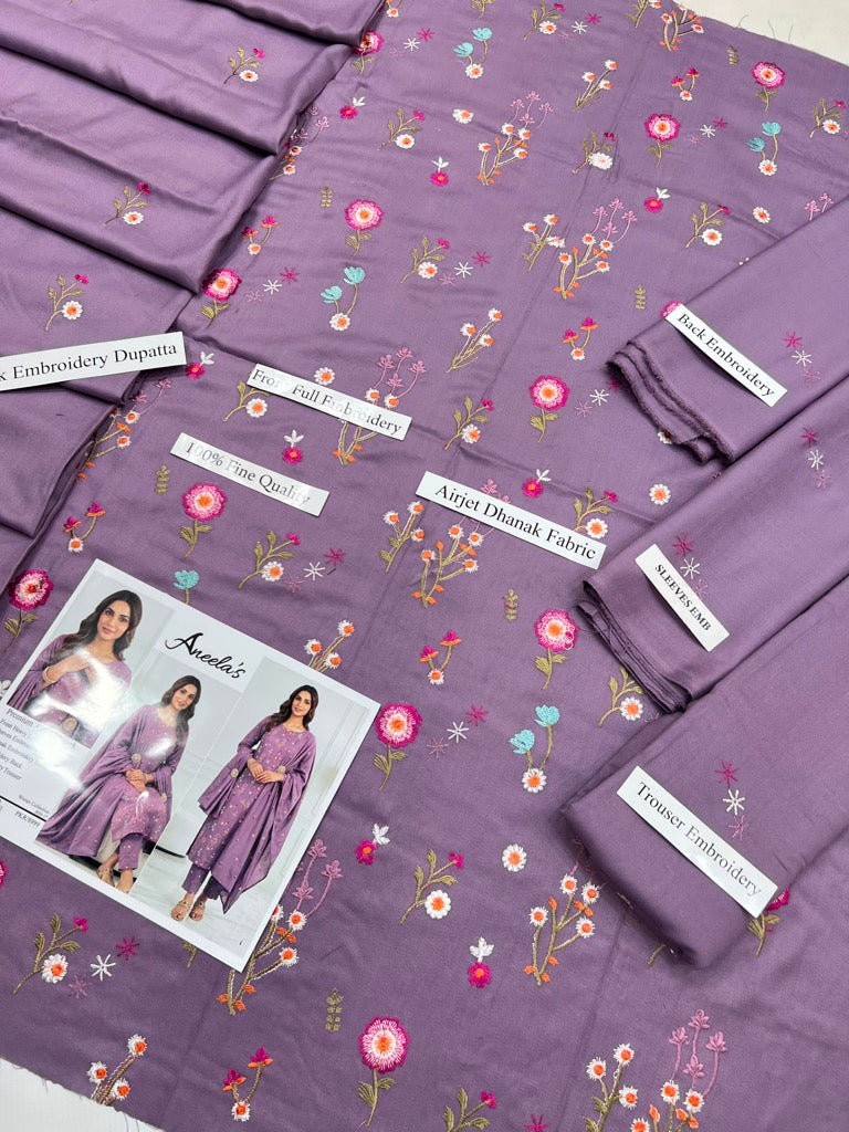 Elegant Mauve Purple | Aneela's Winter Collection Airjet Dhanak Unstitched Suit