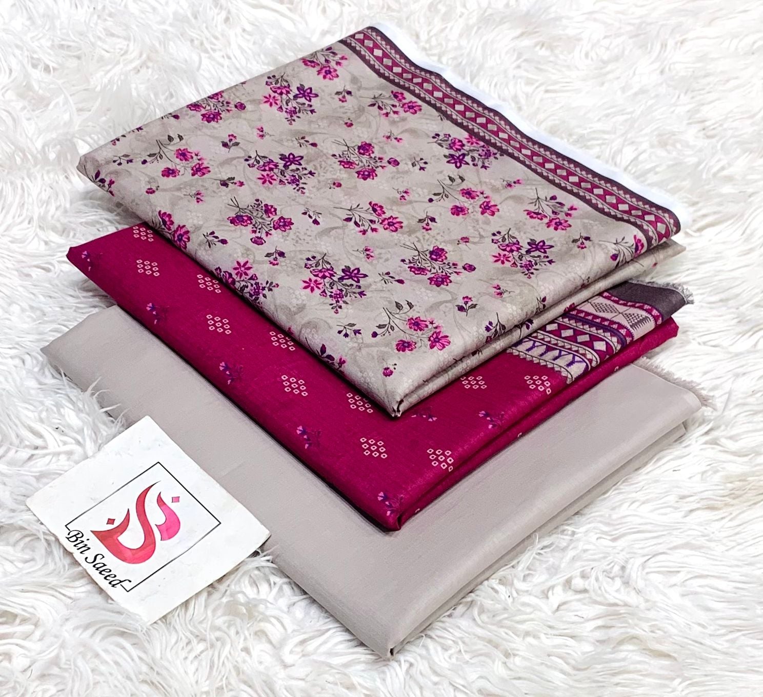 Bin saeed lawn orignal 3Pc