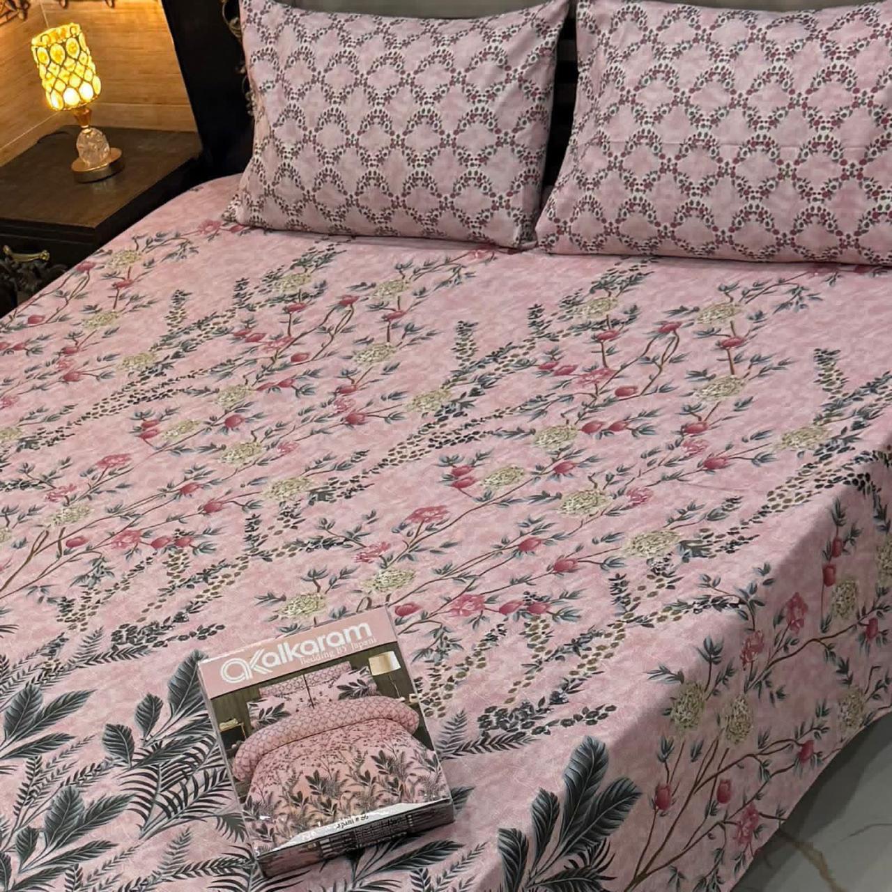 Premium Cotton King Size Bedsheet Set | 3-Piece Printed Gift Pack