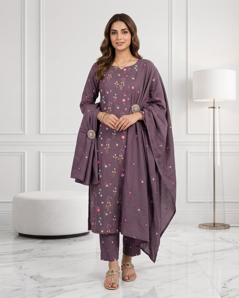 Elegant Mauve Purple | Aneela's Winter Collection Airjet Dhanak Unstitched Suit