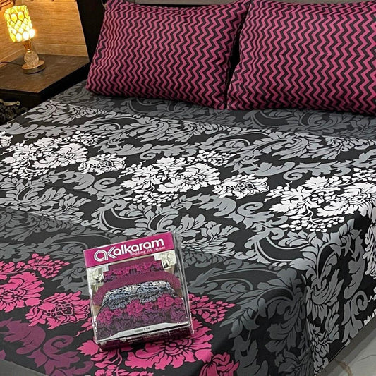 Premium Cotton King Size Bedsheet Set | 3-Piece Printed Gift Pack