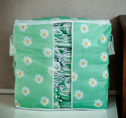 Storage Bag & Organizer for Clothes & Blanket Green And Pink Colours
