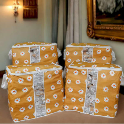 Storage Bag & Organizer for Clothes & Blanket Green And Pink Colours