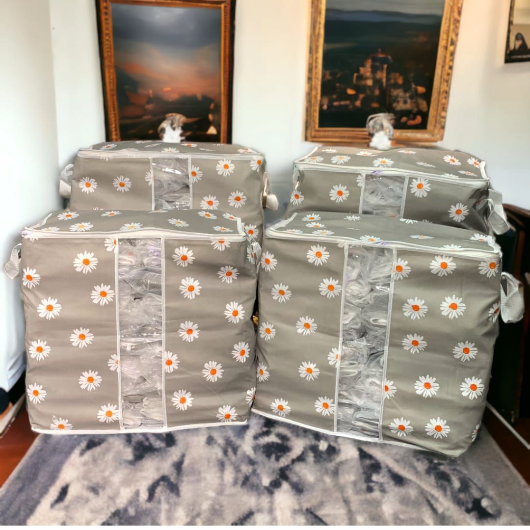 Storage Bag & Organizer for Clothes & Blanket Green And Pink Colours