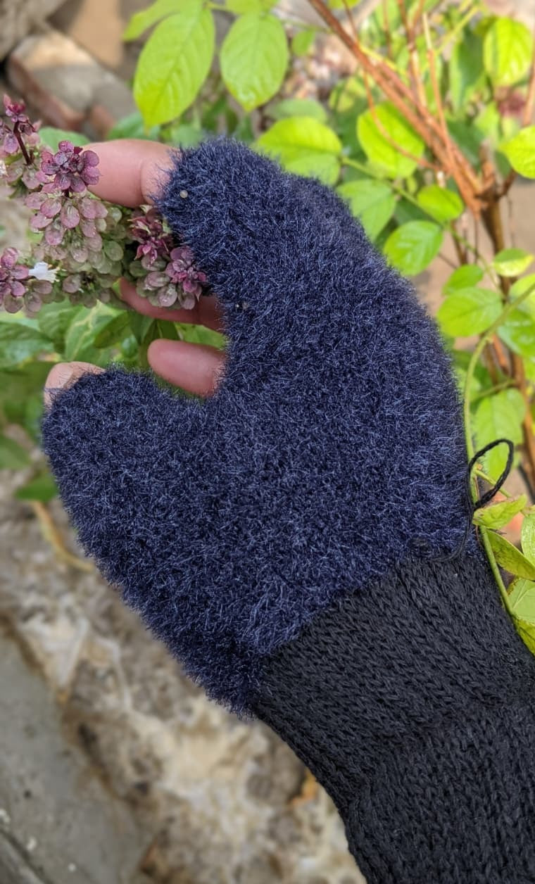 Half Finger Fluffy Velvet Gloves for Girls