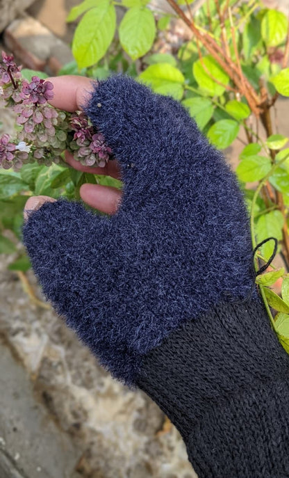 Half Finger Fluffy Velvet Gloves for Girls