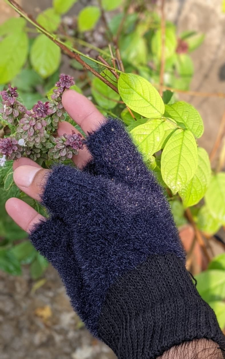 Half Finger Fluffy Velvet Gloves for Girls