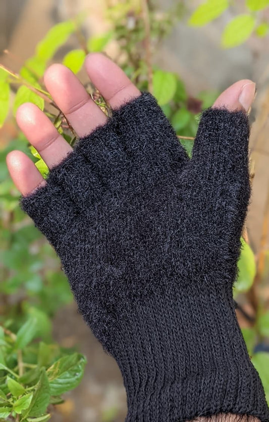 Half Finger Fluffy Velvet Gloves for Girls