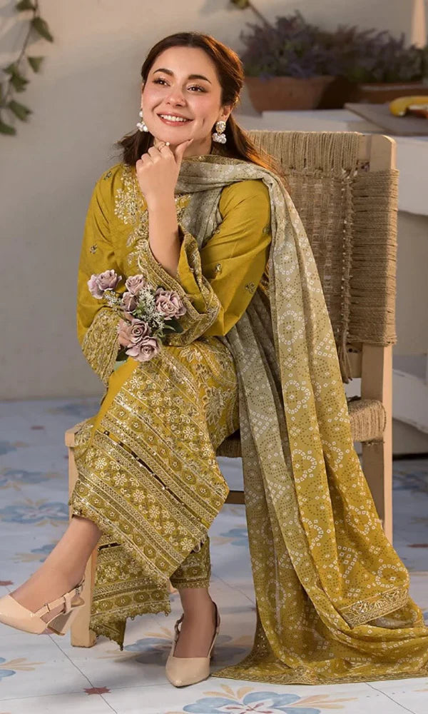 Digital print wool shawl paired with Laam winter collection outfit