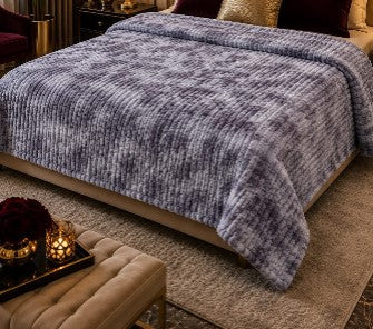 Close-up of grey marble deep ribbed texture AC blanket