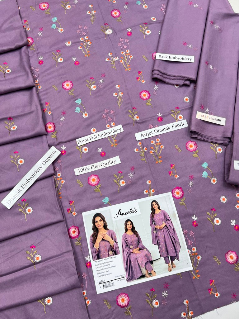 Elegant Mauve Purple | Aneela's Winter Collection Airjet Dhanak Unstitched Suit