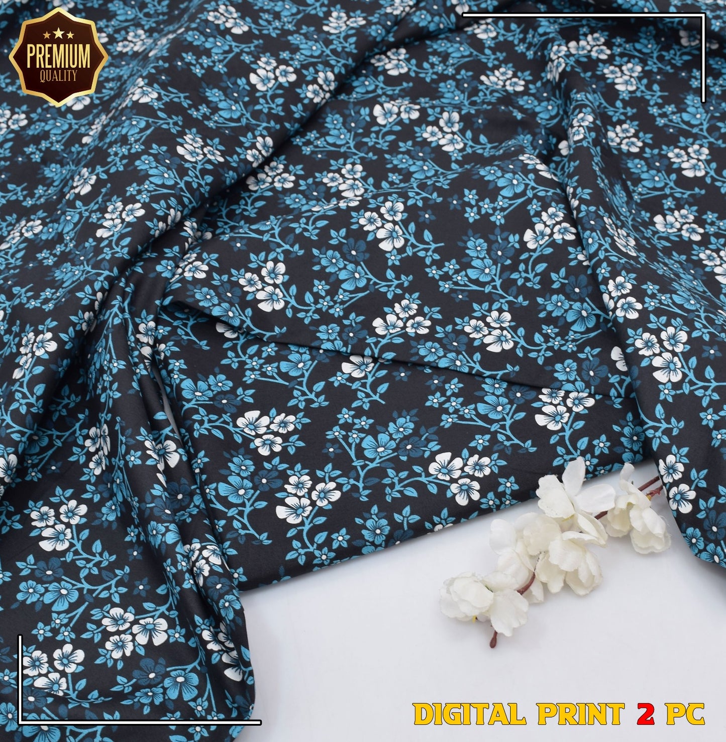 Digital Printed Cotton 2 Piece Suit Shirt and Trouser in Women's Casual Dresses Collection