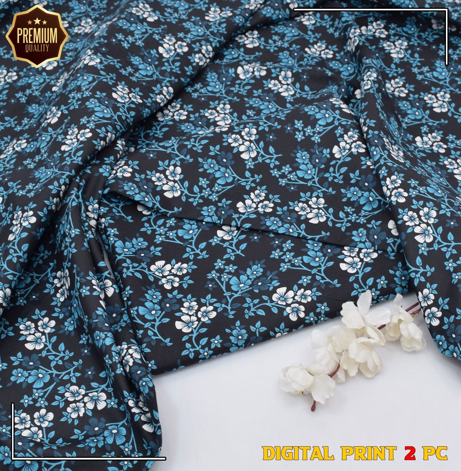 Digital Printed Cotton 2 Piece Suit Shirt and Trouser in Women's Casual Dresses Collection