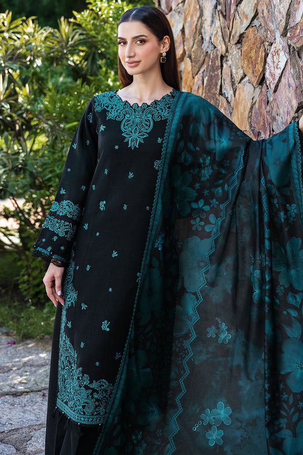 Embroidered 3pc Fancy lawn Dress With Printed Shawl- Farasha