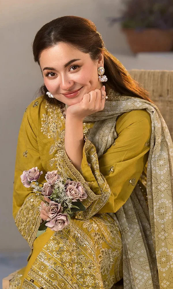 Dyed airjet dhanak trouser included in Laam 3-piece winter set