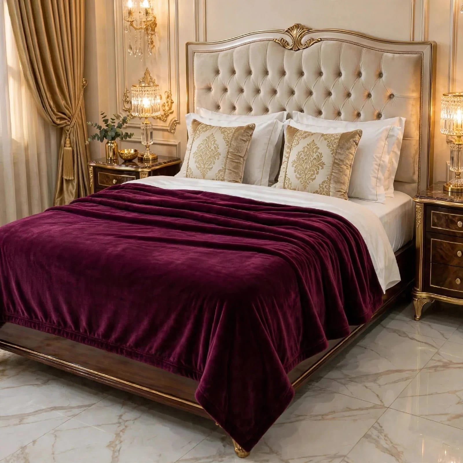Maroon luxury AC blanket double bed for sale in Pakistan