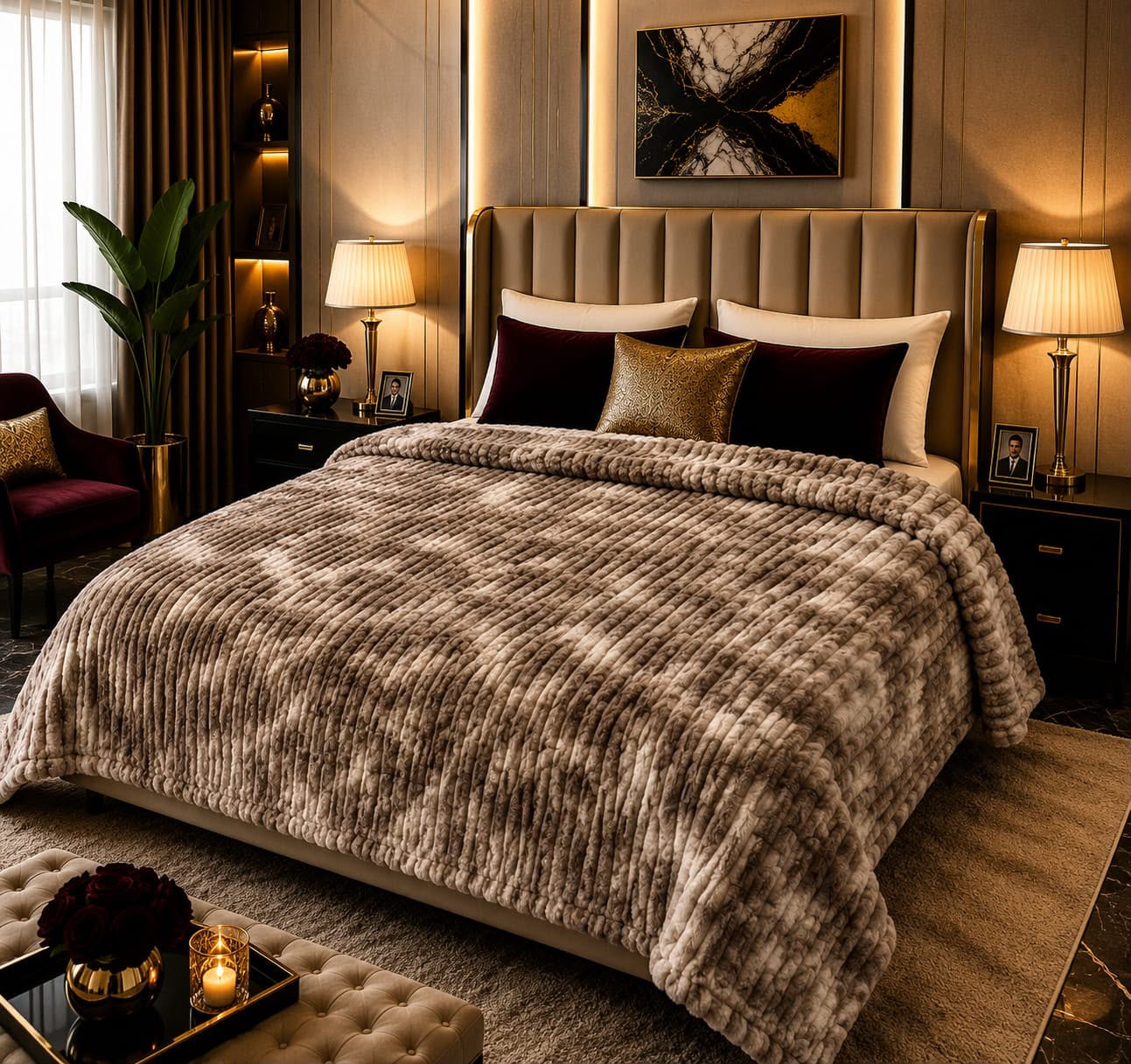 Premium fluffy fleece AC blanket for double bed in Pakistan