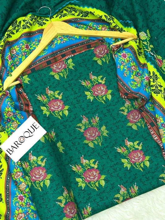 Unstitched Khaddar 3 Piece Digital Printed Dress ( Most trending Orignal Branded )