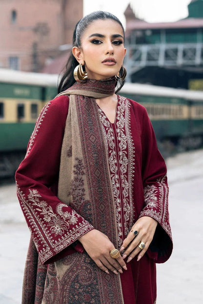 3 Piece - Unstitched Dhanak Stuff Full Embroidered Suit - Winter collection 2026