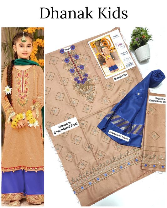 Unstitched Dhanak 2p embroidered