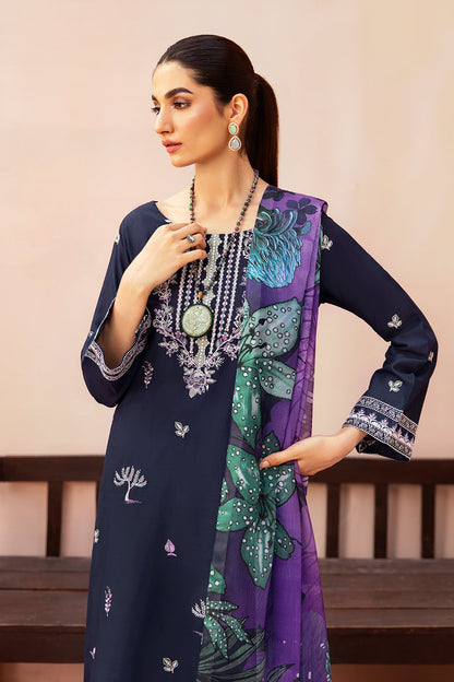 Afsan embroidered Dhanak 3p with wool shawl