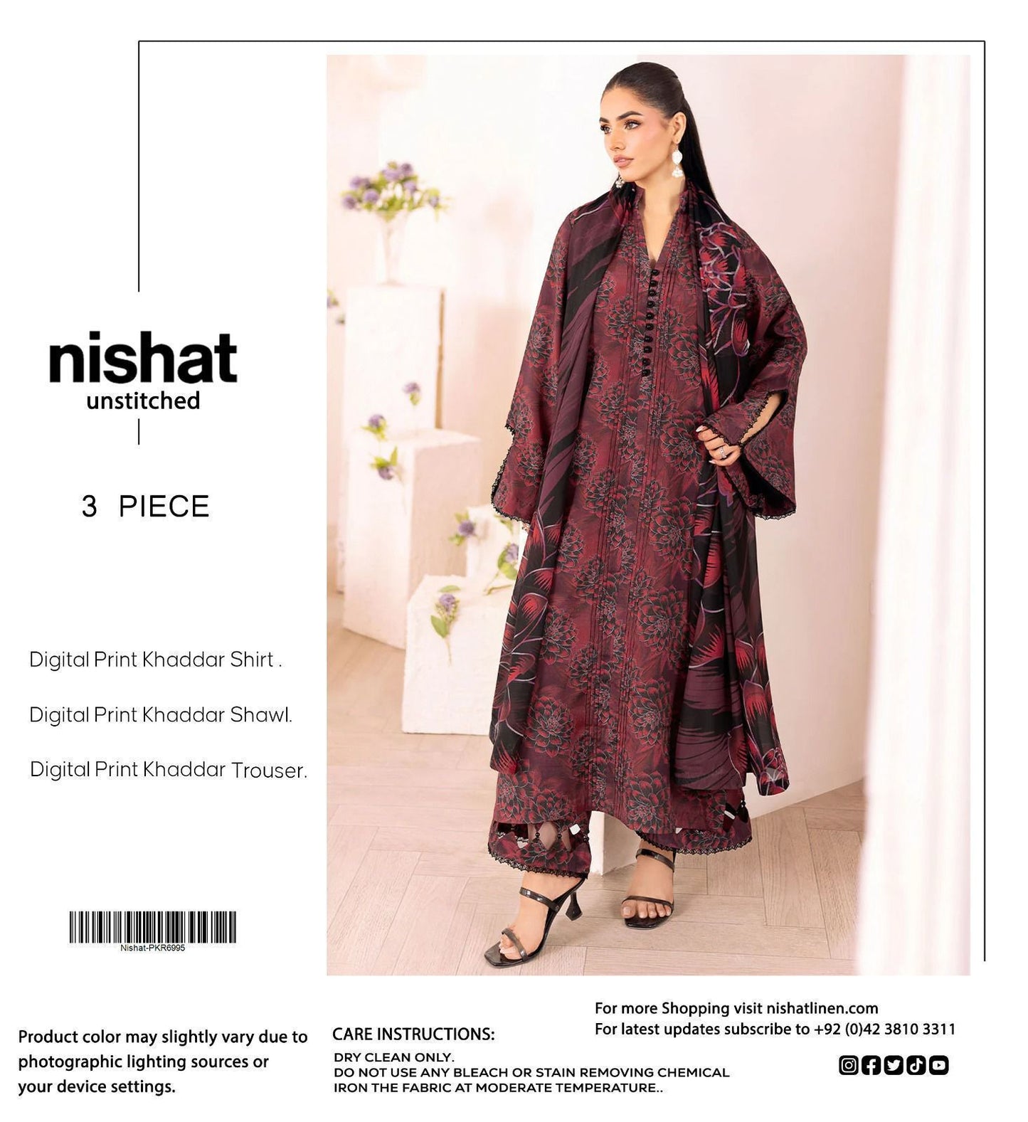 Unstitched Khaddar 3 Piece Digital Printed Dress ( Most trending Orignal Branded )