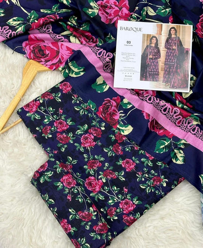 Unstitched Khaddar 3 Piece Digital Printed Dress ( Most trending Orignal Branded )