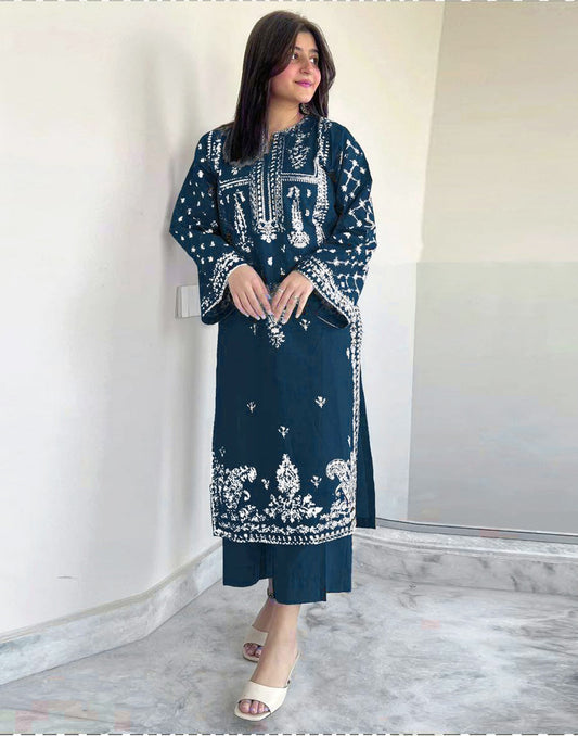 2 Piece - Unstitched Dhanak Stuff Full Embroidered Suit - Winter collection 2026
