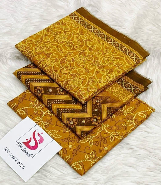 Bin Saeed Lawn 3Pcs (100% Original)