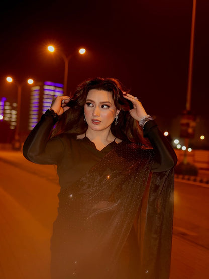 Sheesha Silk Starry Yet Black saree