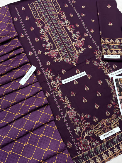 Asim Jofa brand Dhanak 3p with wool shawl