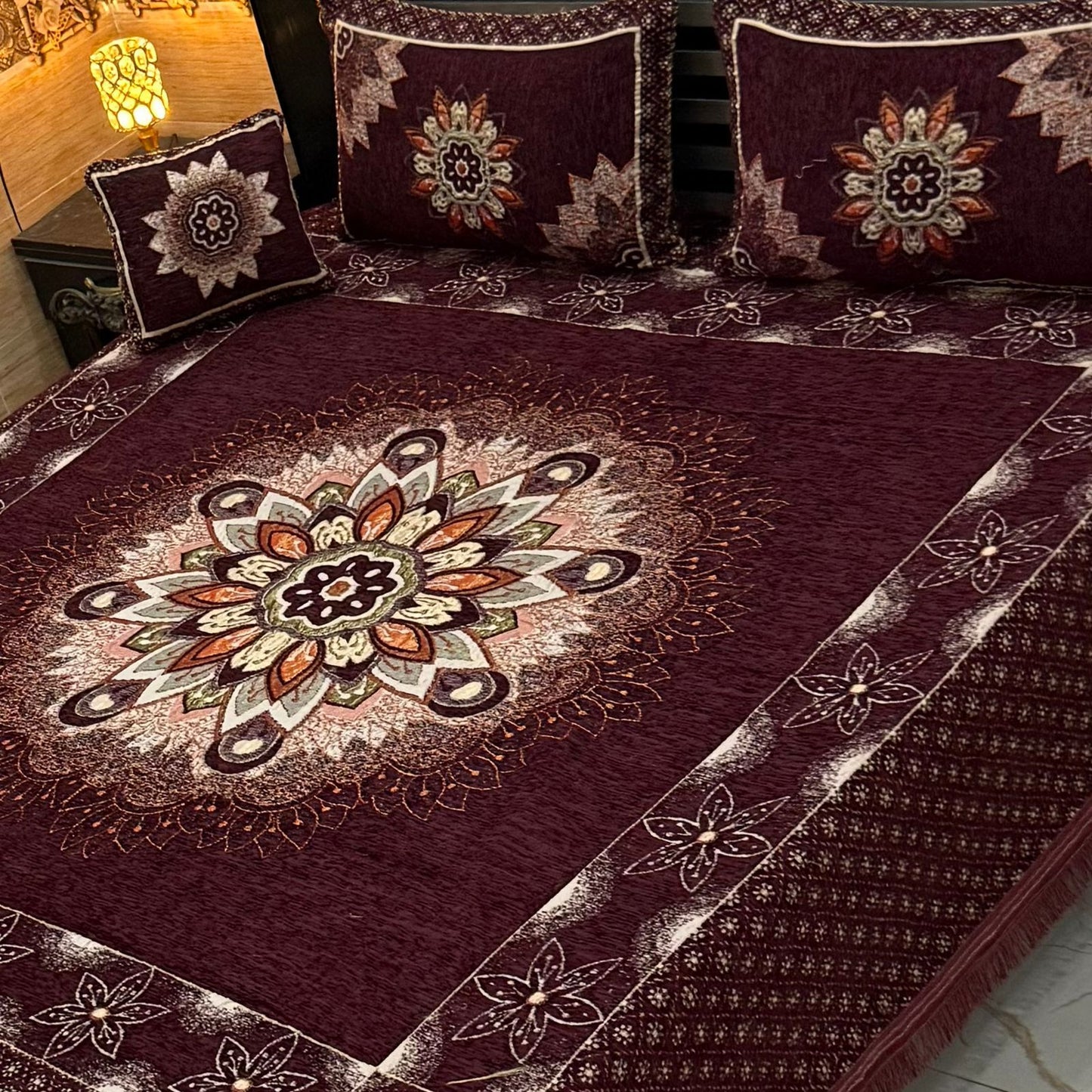 Luxury 4p premium velvet jacquard Bedsheets