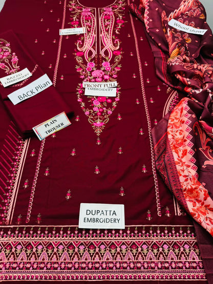 Original branded Dhanak 3p suit with wool shawl