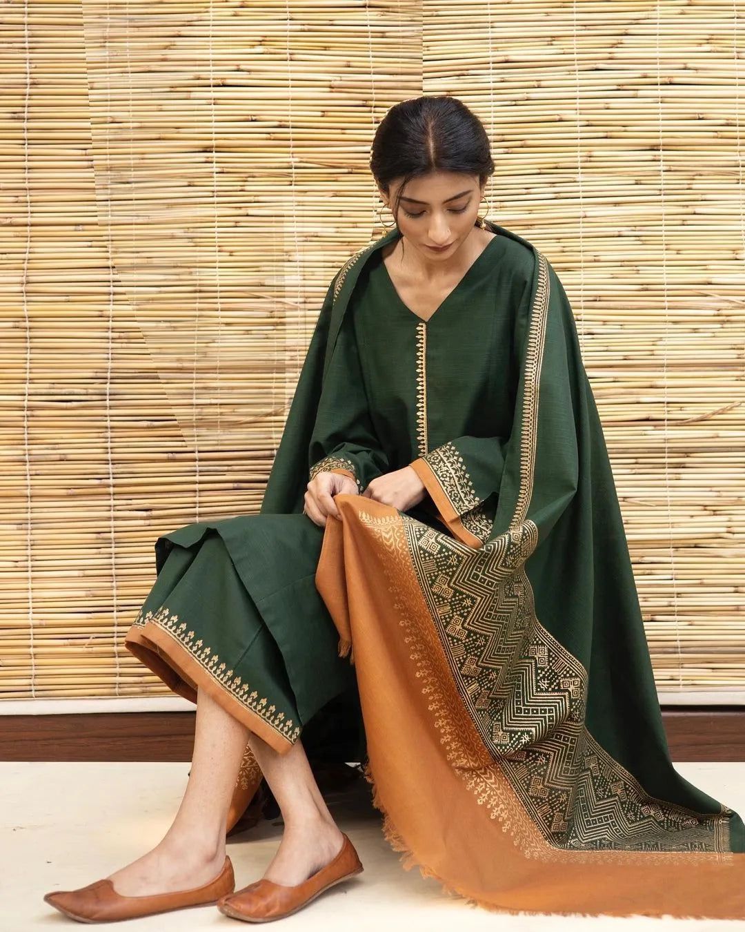 Dhanak 3Pcs Suit with wool shawl