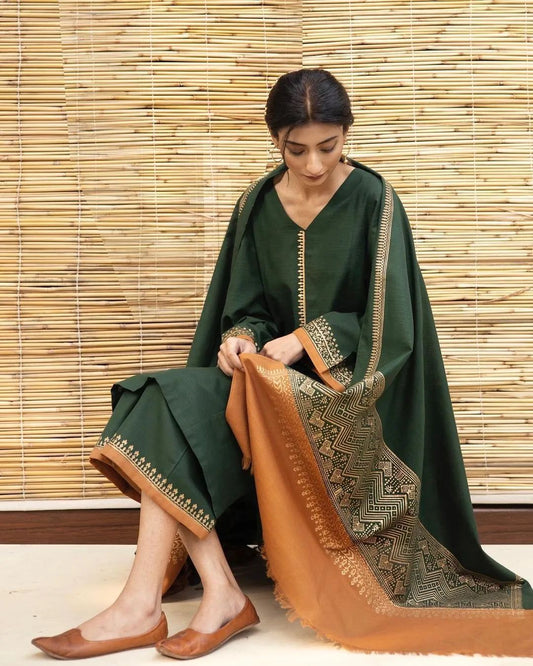 Dhanak 3Pcs Suit with wool shawl