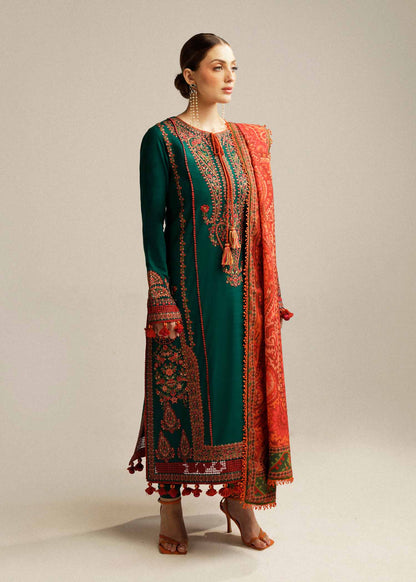 Dhanak Embroidered 3p with wool shawl