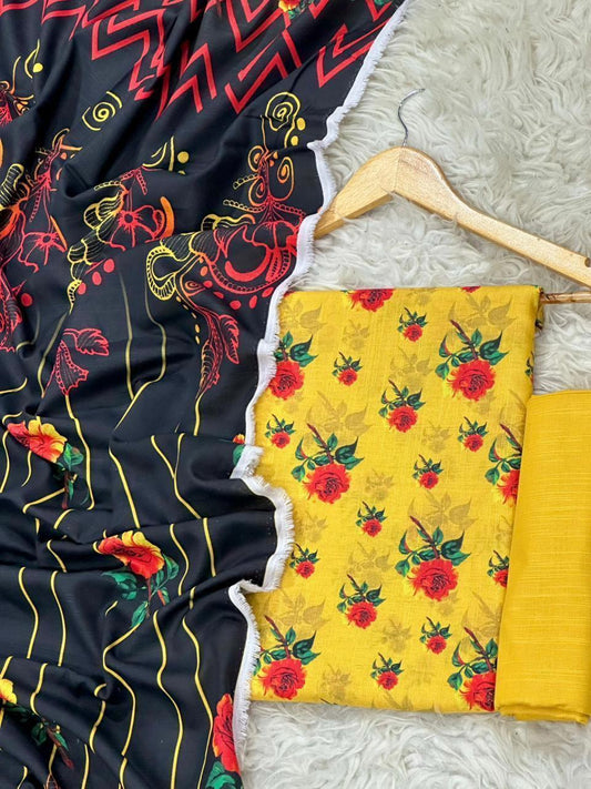 Unstitched Khaddar 3 Piece Digital Printed Dress ( Most trending Orignal Branded )