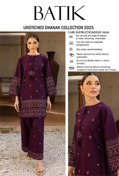 Batik Brand Dhanak 2p with thread work