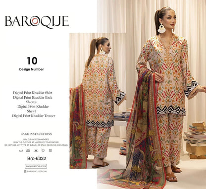 Unstitched Khaddar 3 Piece Digital Printed Dress ( Most trending Orignal Branded )