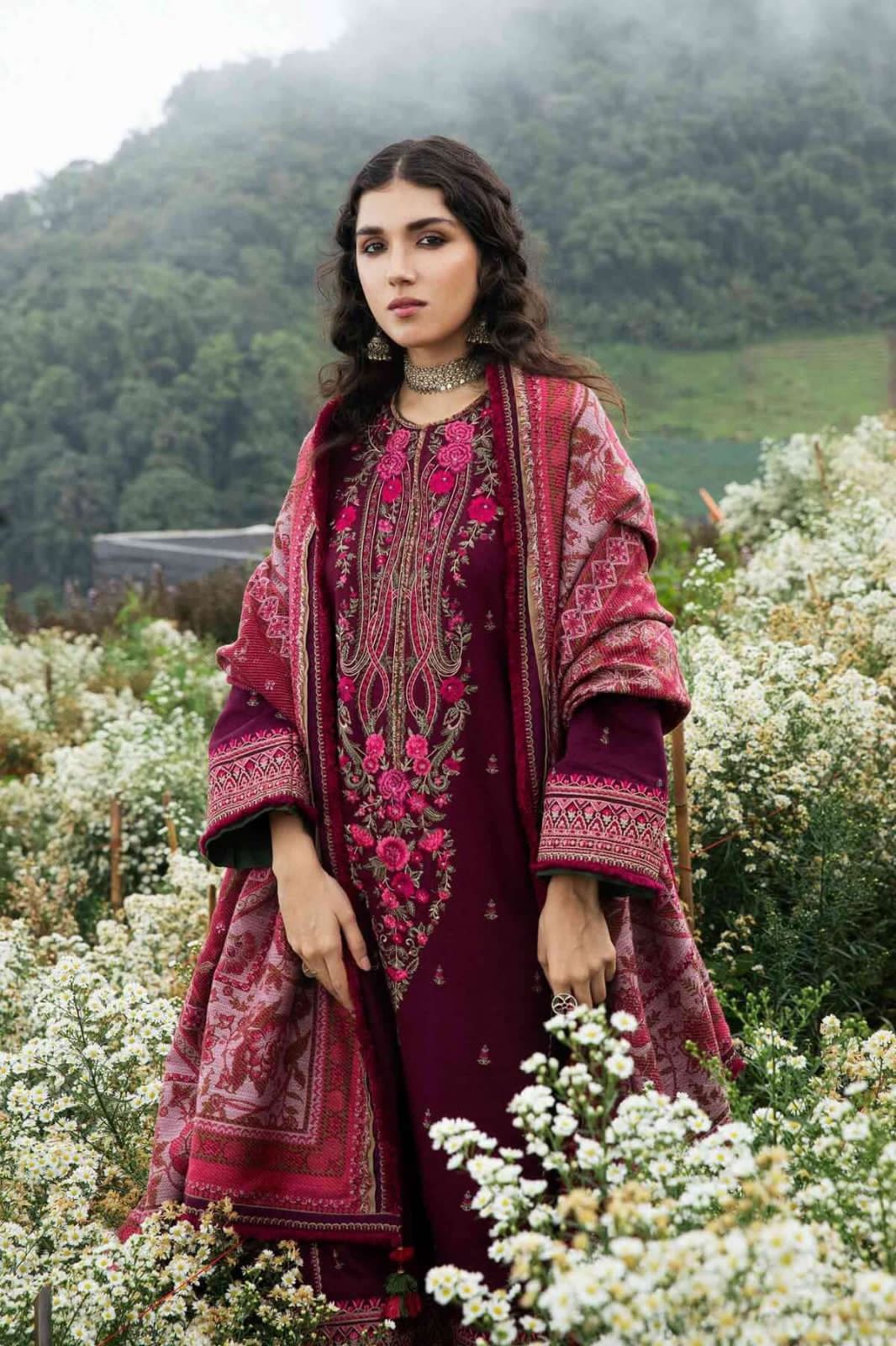 Original branded Dhanak 3p suit with wool shawl