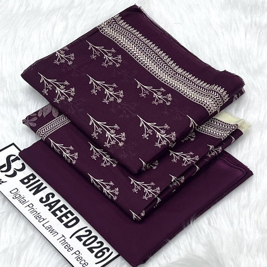 Bin Saeed Lawn 3Pcs (100% Original)
