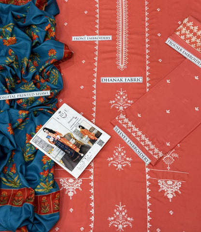 Dhanak 3Pcs Suit with wool shawl