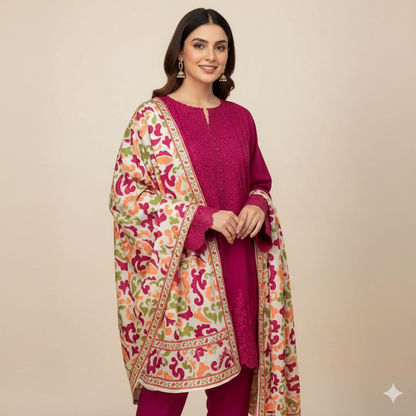 Dhanak 3p with wool shawl Daman chicken kari