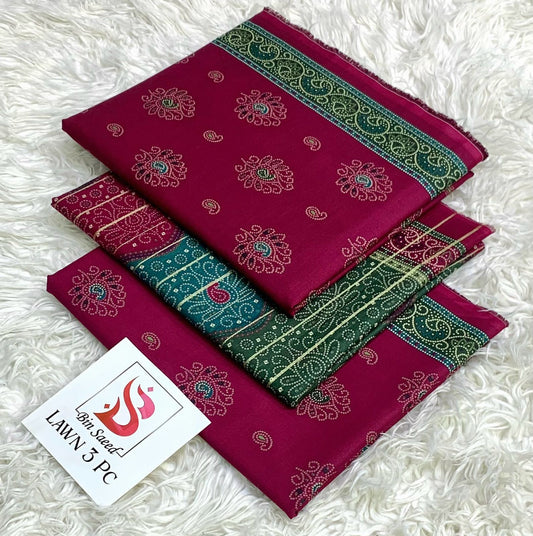 Bin Saeed Lawn 3Pcs (100% Original)