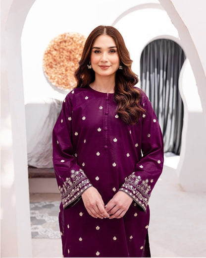 2 Piece - Unstitched Dhanak Stuff Full Embroidered Suit - Winter collection 2026