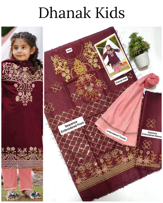 Unstitched Dhanak 2p embroidered
