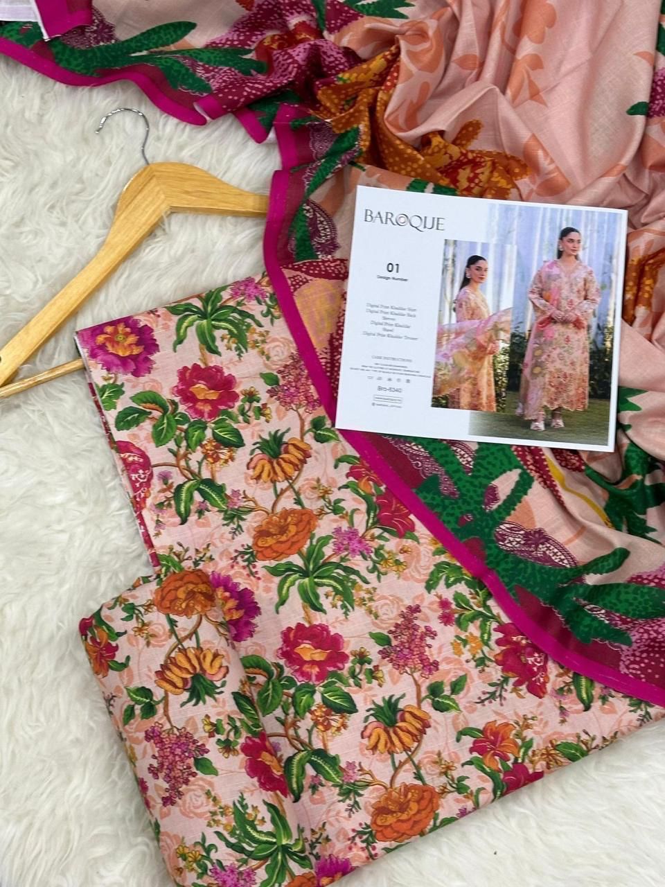 Unstitched Khaddar 3 Piece Digital Printed Dress ( Most trending Orignal Branded )