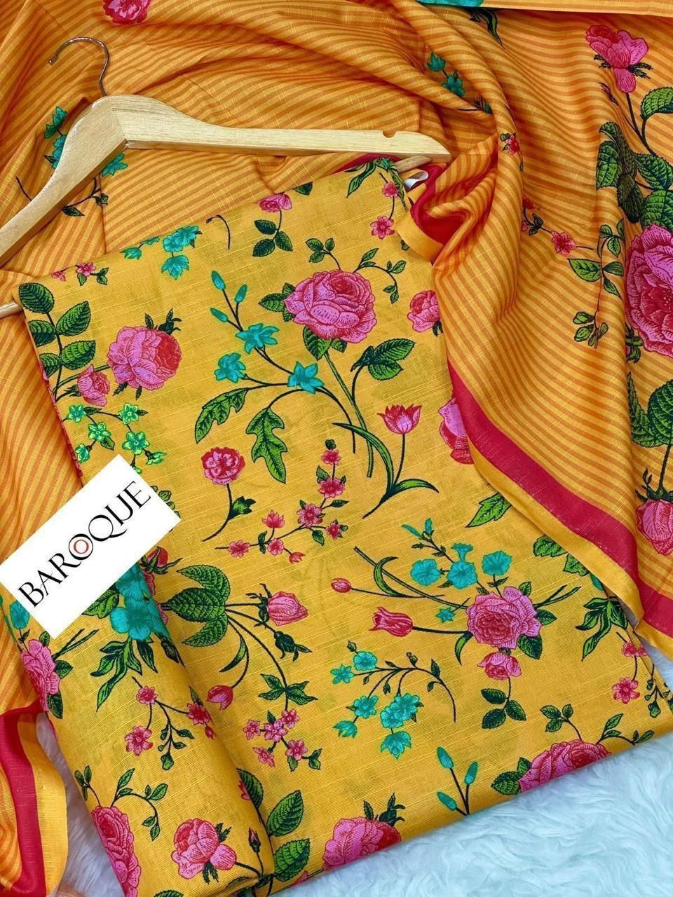 Unstitched Khaddar 3 Piece Digital Printed Dress ( Most trending Orignal Branded )