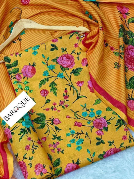 Unstitched Khaddar 3 Piece Digital Printed Dress ( Most trending Orignal Branded )